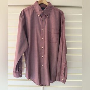 Tommy Hilfiger Men's Red and White Checkered Button-Down Shirt